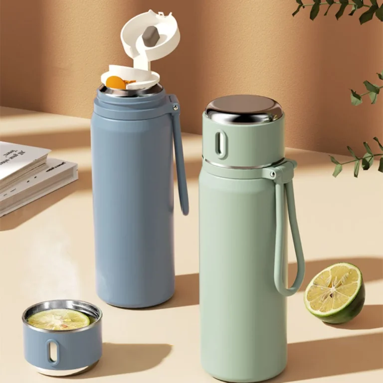 450/550ml 316 Stainless Steel Thermos Bottle Smart Temperature Display One Cup Two Drinks with Filter Screen Portable Handle - Image 5