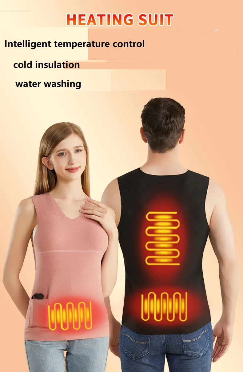 Heated Jacket Men Women Warm Seamless Vest USB Self Heating Jacket Ski Camping Hiking Heated suede Winter Clothes Washed - Image 2
