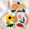 1 Set Multicolor DIY Punch Needle Embroidery Kit Easy-to-Use Floral Pattern Tool Set for Beginners Perfect Gift for Creative