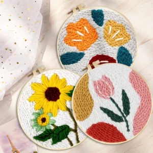 1 Set Multicolor DIY Punch Needle Embroidery Kit Easy-to-Use Floral Pattern Tool Set for Beginners Perfect Gift for Creative