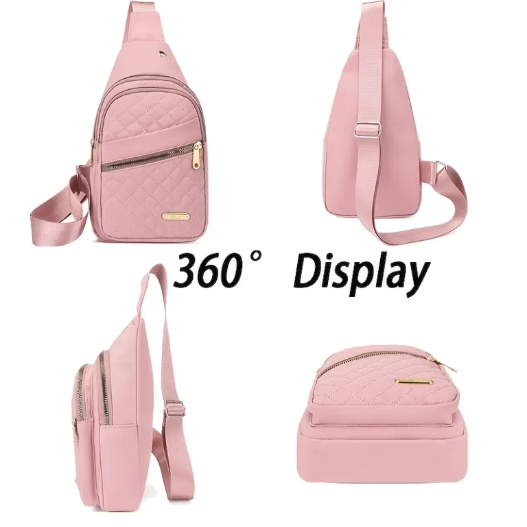 Lightweight Quilted Casual Chest Bag, Foldable Portable Trendy Versatile Tote Shoulder Bag, Ideal for Daily Use, Travel, Outdoor - Image 4