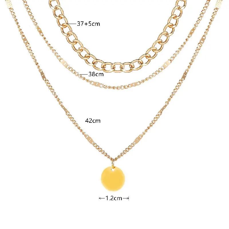2PCS Necklace Gold-color Plus Silver-plated Women Cool Style Dots Multi Layers Chain Combo Jewelry - Image 6