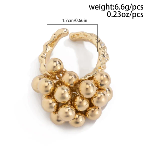 IngeSight.Z Creative Design CCB Small Ball Ring for Women Men Trending Irregular Metal Open Finger Ring Couple Punk Jewelry - Image 5