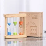 Wooden Combination Hourglass 1/3/5 Min Timer Creative Sand Clock for Brushing Teeth & Tea Making Handmade Kids Gift Decor