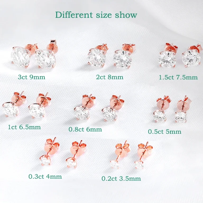 Smyoue 0.2-3CT Rose Gold Color Moissanite Stud Earrings for Women Sparkling Classic Wedding Lab Diamond Earring Pure 925 Silver - Image 5