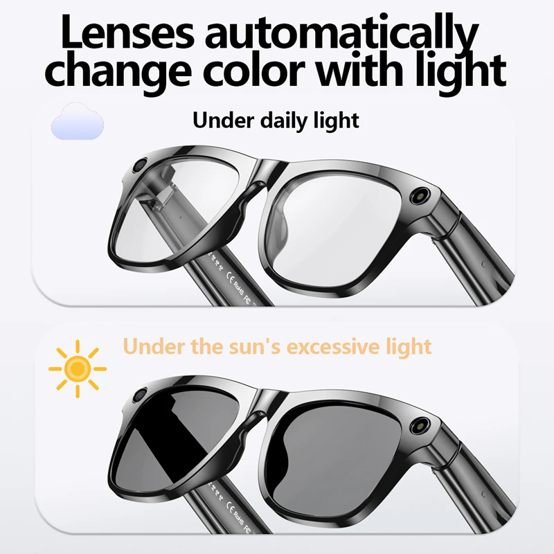 4K AI Smart Photochromic Glasses Multifunction Camera Bluetooth Call Voice Assistant Music Player Translate Glasses For Xiaomi - Image 2