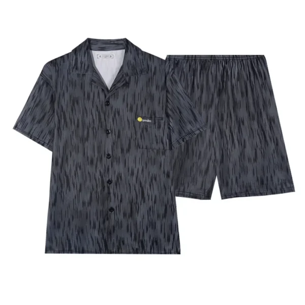 Loose Cotton Pyjamas Set for Men Summer Teenagers Short Sleeve Short Pants Open Cardigan Casual Home Clothes Set - Image 5