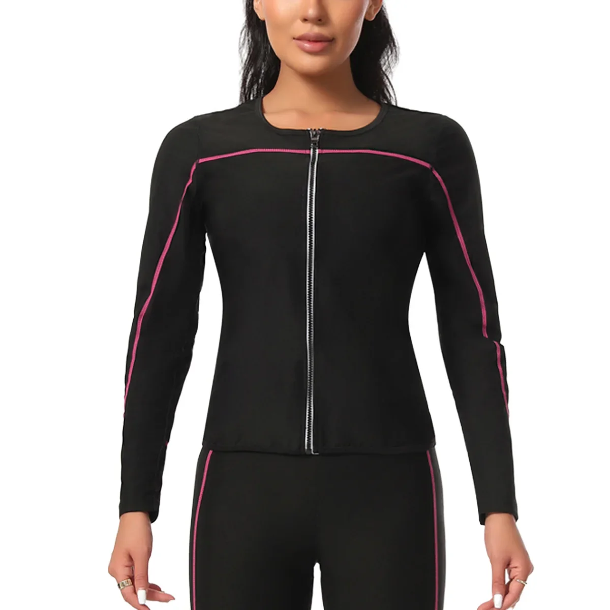Women's Long Sleeve Fitness Sauna Suit Sweat Absorbing Outdoor Running Sportswear Slimming Body Shaping Underwear Set - Image 2