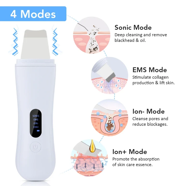 Ultrasonic Skin Scrubber Peeling Blackhead Remover Deep Face Cleaning Ultrasonic Ion Acne Pore Cleaner Facial Shovel Scrubber - Image 5