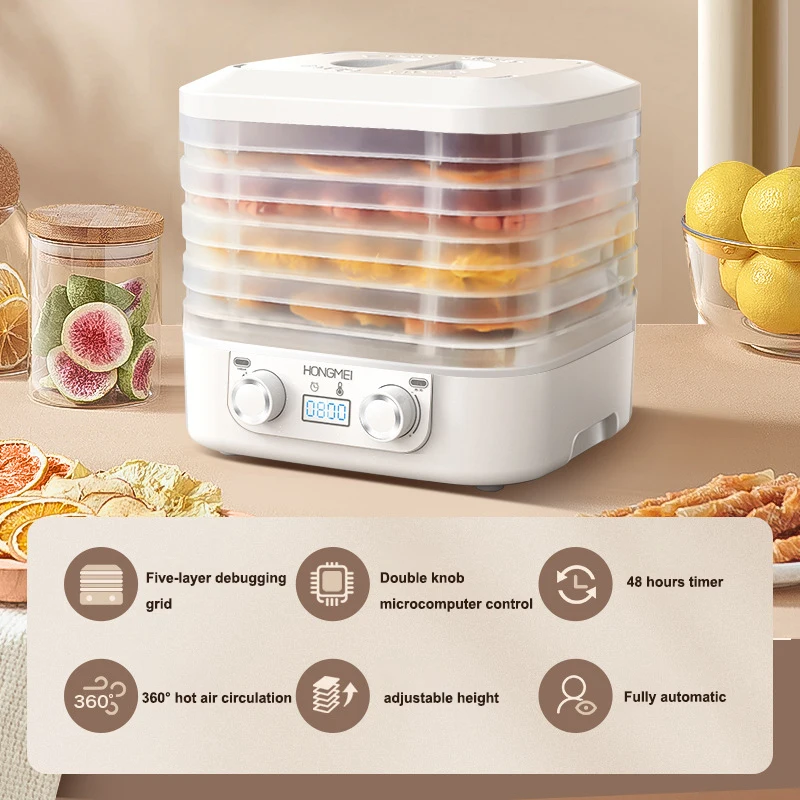 5-layer Intelligent LED Digital Display Fully Automatic Food Dehydration Air Dryer Household Fruit and Flower Tea Pet Meat Dryer - Image 2