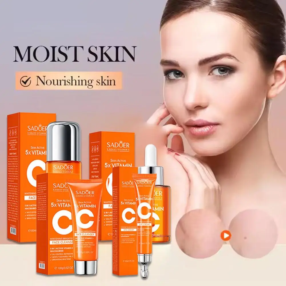 NEW Vitamin C Facial Cleanser Face Wash Foam Cleanser Deep Cleansing Moisturizing SET Vitamin C Eye Cream Hydrating Skin Care - Image 2