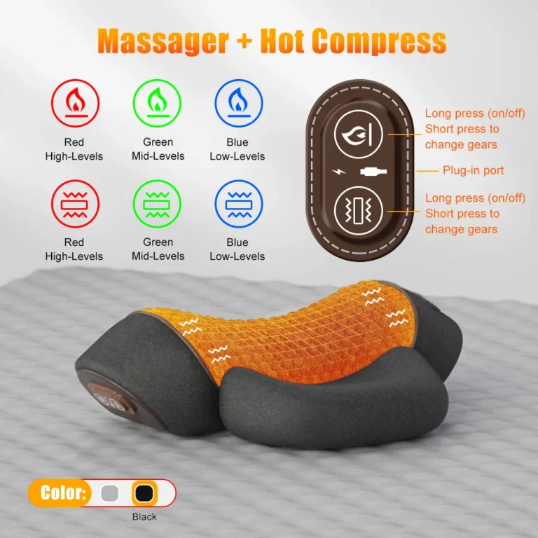 Electric Neck Massager Cervical Pillow Hot Compress Vibration Massage Neck Traction Relax Pillow Spine Support Massager Pillow - Image 3