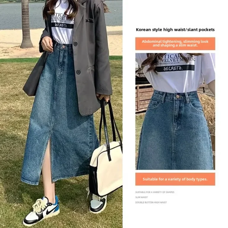 Bluedenim Women's Summer New Design Slimming High-waisted A- line Skirt Versatile Long Dress Sensibility Niche Style - Image 4