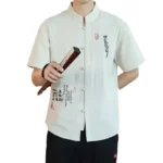 Summer Hot Sale Of The Season New Chinese Style Zen Clothing Cotton Linen Men's Tang Suit Large Size Printed Cross-Border Button