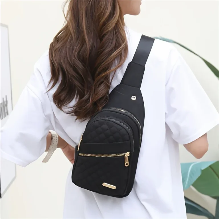 Lightweight Quilted Casual Chest Bag, Foldable Portable Trendy Versatile Tote Shoulder Bag, Ideal for Daily Use, Travel, Outdoor - Image 6