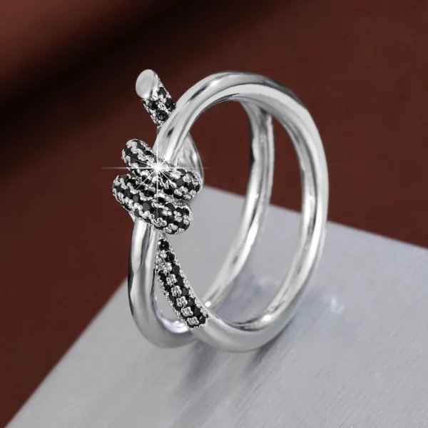 Fashion Classic Knot Shaped Ring Women'S Cz Copper Ring For Gift Daily Wear - Image 4