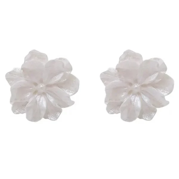 White Flower Stud Earrings for Women Flower Earring 2022 New Modern Korean Fashion Cute Teens Girl Party Jewelry Accessories - Image 6