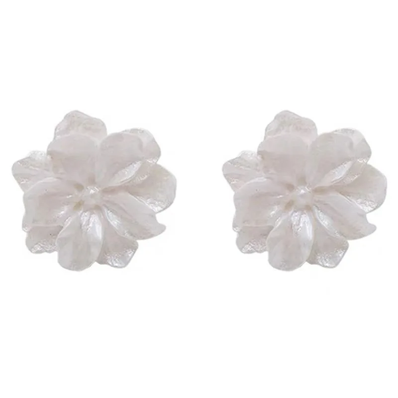 White Flower Stud Earrings for Women Flower Earring 2022 New Modern Korean Fashion Cute Teens Girl Party Jewelry Accessories - Image 6