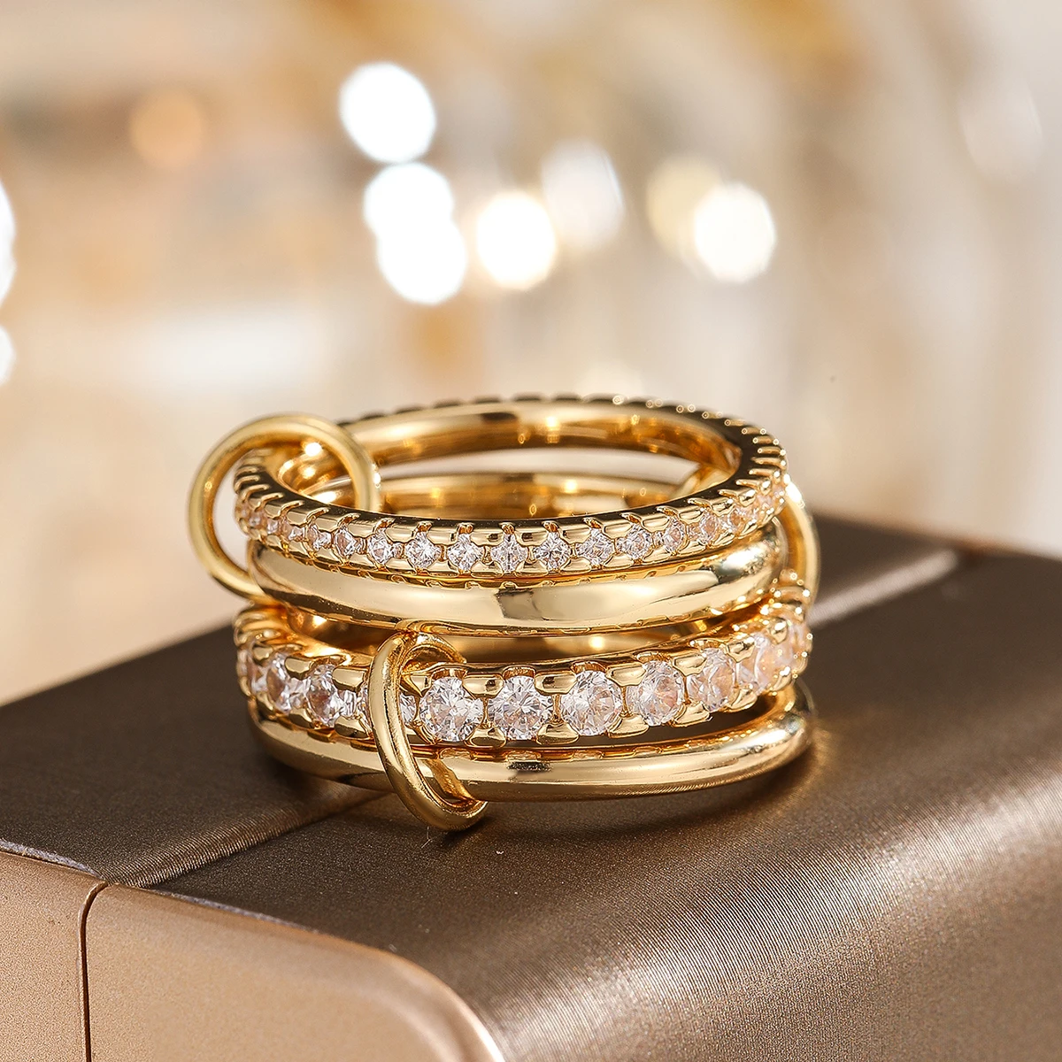 A Four-Ring Interlocking Ring With A Personalized Design Ins Style Suitable For Daily Wear And A Birthday Gift For Friends - Image 6