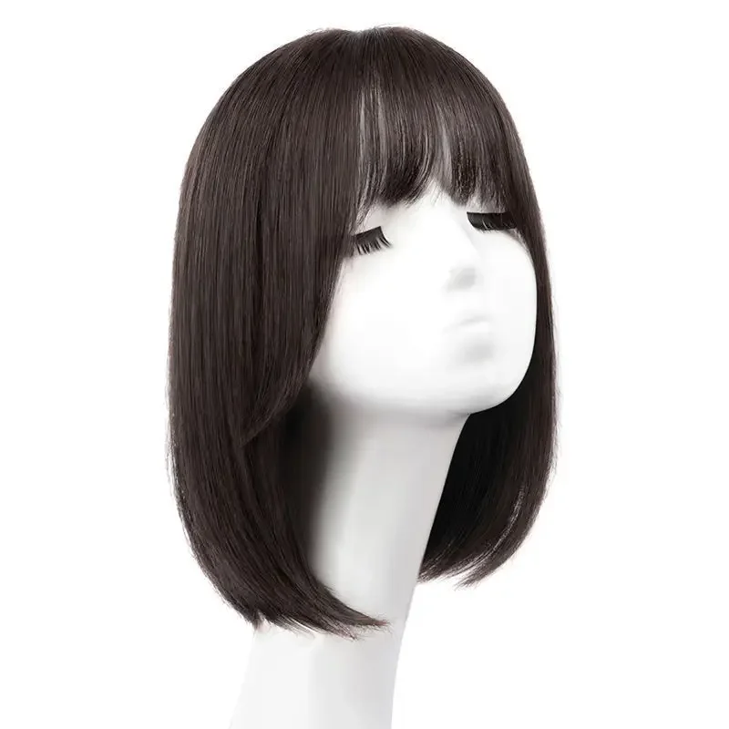 Women's Long Hair Full Head Wig Short Natural Whole Top Shoulder Length Bob Wig Cover Chinese Style Hair Extensions - Image 5