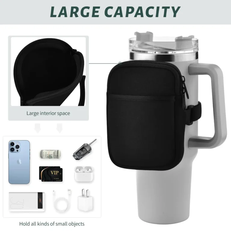 Water Bottle Pouch for Stanley Quencher Adventure 40oz Stanley IceFlow 20oz 30oz,tumbler Pouch with Pocket, for Cards, Keys - Image 4