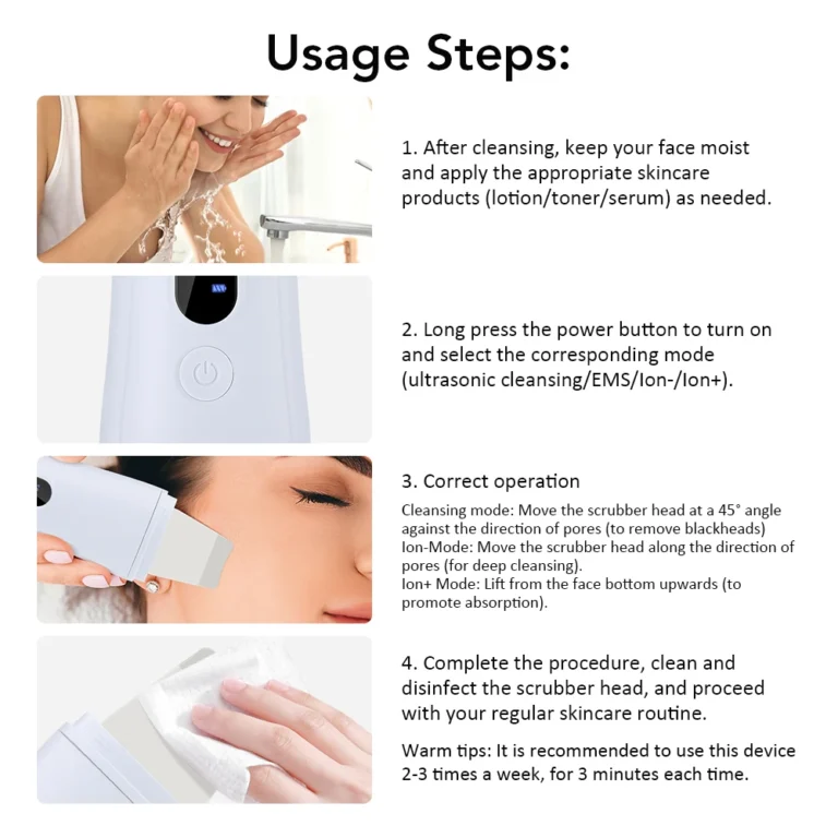 Ultrasonic Skin Scrubber Peeling Blackhead Remover Deep Face Cleaning Ultrasonic Ion Acne Pore Cleaner Facial Shovel Scrubber - Image 4
