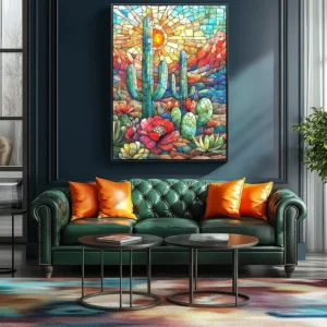 1000/500/300/120 Pieces Stained Glass Cactus Jigsaw Puzzles for Adults Home Decor Challenging Family Fun Educational Toys Game - Image 2
