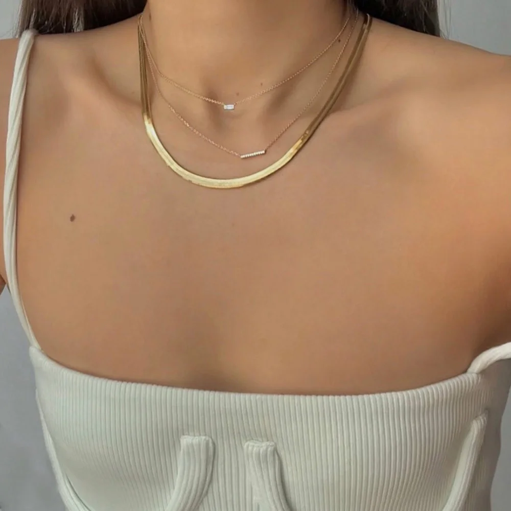 Vintage Stainless Steel Gold Plated Flat Snake Chain Bracelets Bangles For Women Herringbone Chain Accessories Jewelry Gift - Image 5