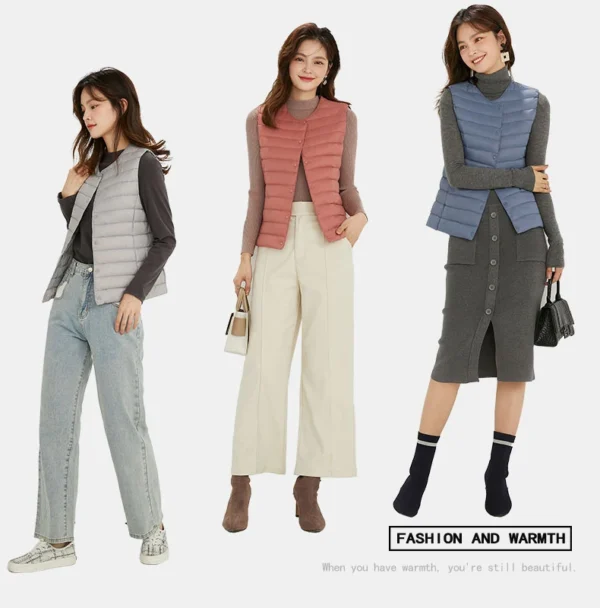 Spring Autumn Women Ultra Light 90% White Duck Down Vest Warm Winter Slim Waistcoat Under Parka Female Liner Portable Outwear - Image 4