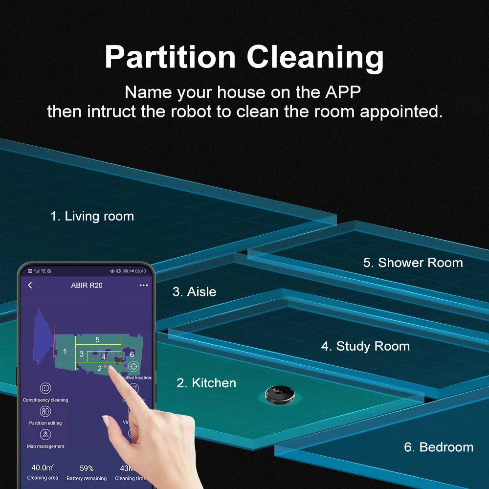 ABIR X8 Robot Vacuum Cleaner ,Laser System, Multiple Floors Maps, Zone Cleaning,Restricted Area Setting for Home Carpet Cleaning - Image 3