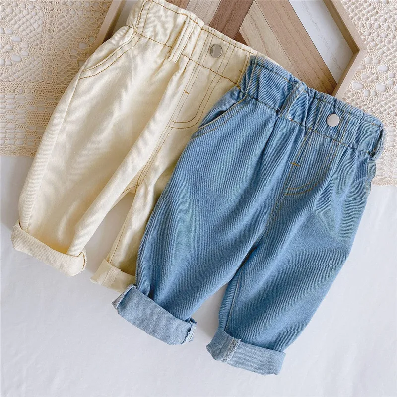 2024 Autumn And Winter New Jeans Baby Girl Clothes Baby Boy Clothes High Waist Solid Color Warm Out Jeans Children's Clothing - Image 3