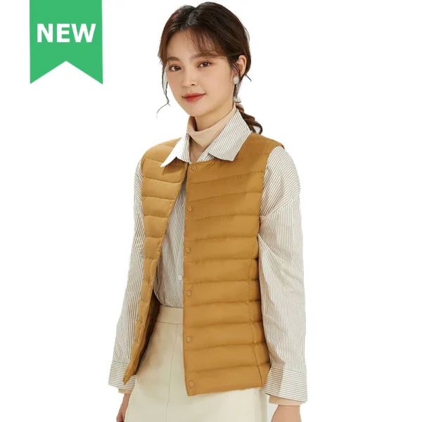 Spring Autumn Women Ultra Light 90% White Duck Down Vest Warm Winter Slim Waistcoat Under Parka Female Liner Portable Outwear - Image 2