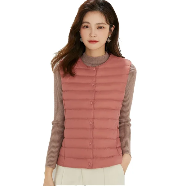 Spring Autumn Women Ultra Light 90% White Duck Down Vest Warm Winter Slim Waistcoat Under Parka Female Liner Portable Outwear - Image 3