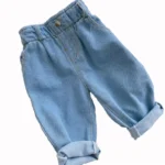 2024 Autumn And Winter New Jeans Baby Girl Clothes Baby Boy Clothes High Waist Solid Color Warm Out Jeans Children's Clothing