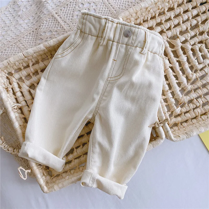 2024 Autumn And Winter New Jeans Baby Girl Clothes Baby Boy Clothes High Waist Solid Color Warm Out Jeans Children's Clothing - Image 2