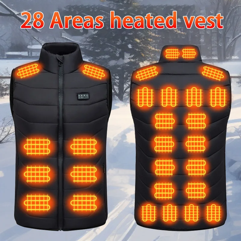 28Areas Intelligent Heating Vest for Men Women USB Smart Electric Sleeveless Jacket Self-heating Clothes Winter Warm Padded Coat - Image 2