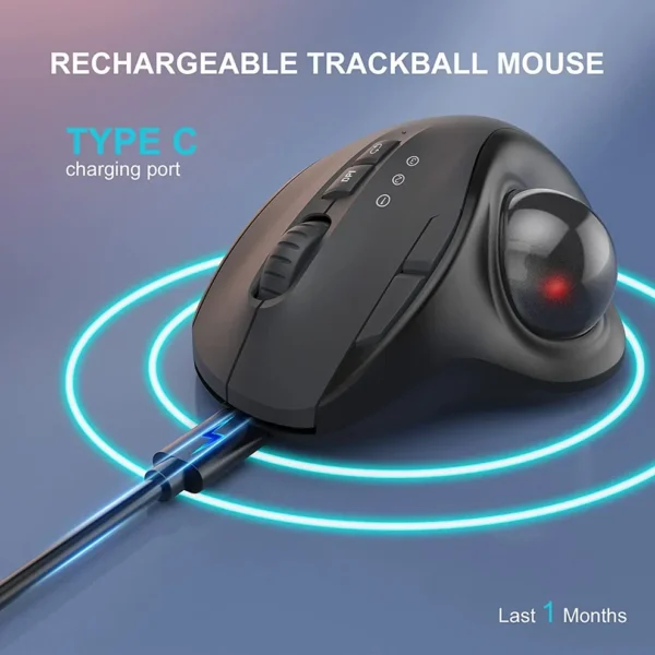 Ergonomic Wireless Trackball Mouse Easy Thumb Control Precision Smooth Tracking, Ergonomic Comfort Design, for Windows, PC Mac - Image 5