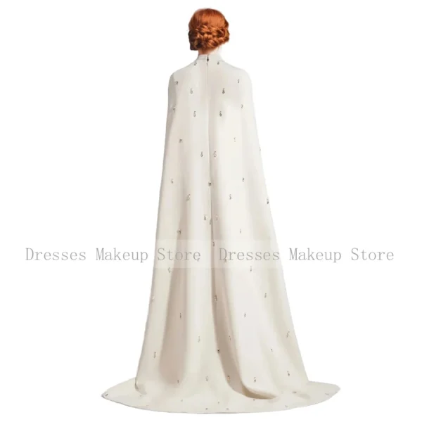 Luxury Formal Evening Dress Ivory Cape A Line High Collar Beading Wedding Party Dresses Long Elegant Women's Evening Gowns 2025 - Image 2