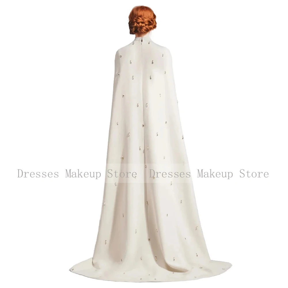 Luxury Formal Evening Dress Ivory Cape A Line High Collar Beading Wedding Party Dresses Long Elegant Women's Evening Gowns 2025 - Image 2
