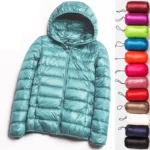 Women's Fashion Hooded Short Puffer Jackets 2025 New Spring Winter 90% White Duck Down Lightweight Packable female Warm Parka