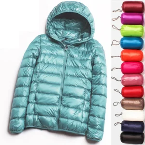 Women's Fashion Hooded Short Puffer Jackets 2025 New Spring Winter 90% White Duck Down Lightweight Packable female Warm Parka