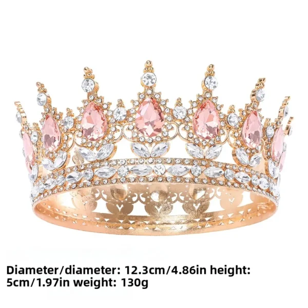 Elegant Queen round Crown Headwear Bridal Baroque Colorful Rhinestone Hair Accessory Noble Atmosphere Whole Circle Crown - Image 3