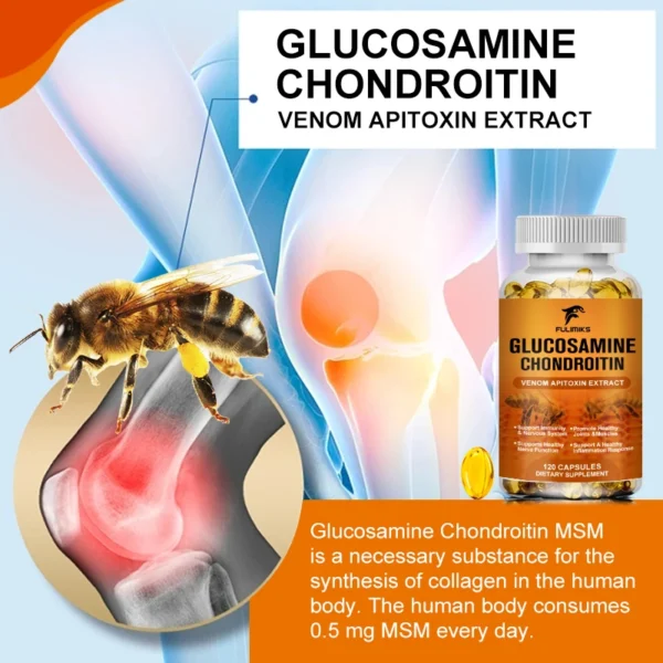 Glucosamine 1500 mg Chondroitin 1200 mg Extra Strength Capsules Joint Support Antioxidant Immune Support Supplement for Adults - Image 3