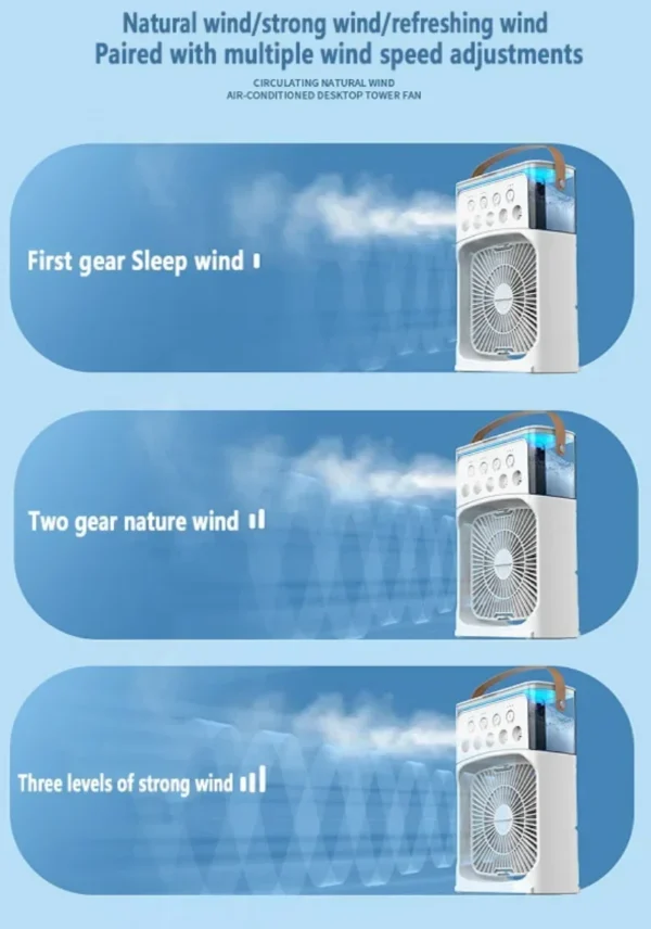 3 In 1 Fan AIr Conditioner Household Small Air Cooler LED Night Light Portable Humidifier Air Adjustment Fan Office Home Fan New - Image 5