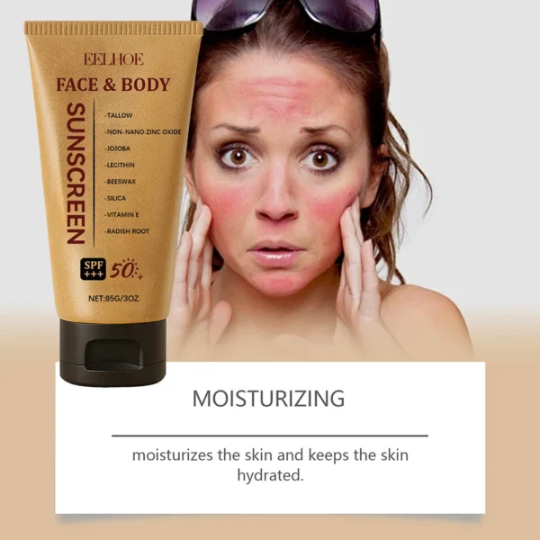 85g Natural Mineral Sunscreen SPF50 Beef Tallow Sunscreen Face Moisturiser Tallow Zinc Sun Protection Cream For Face Body 1/2/3p - Image 6
