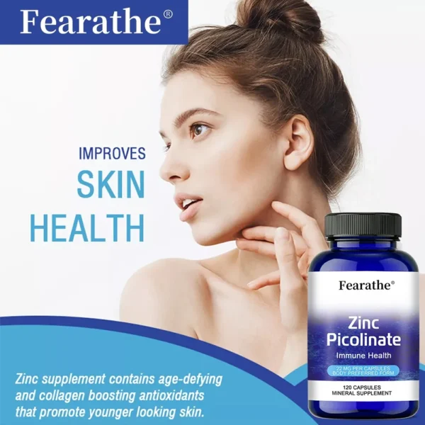 Fearathe Zinc Picolinate, Immune Health, 22 Mg, Antioxidant, Immune Health, Highly Absorbable Zinc Supplement - Image 6