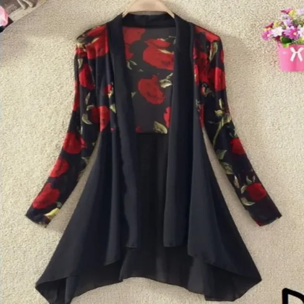 Spring Summer Thin Mid-Long Chiffon Blouses Women 2026 New Fashion Loose Casual Tops Sunscreen Shirt Printing White Female - Image 4