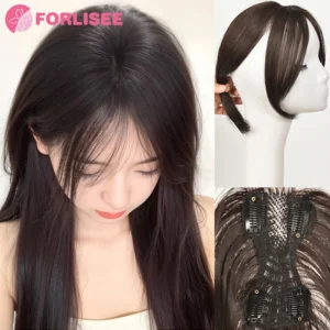 Synthetic Invisible Seamless Head Hair Straight Hair Eight-shaped Bangs Head Overhead Natural Invisible Replacement Cover White