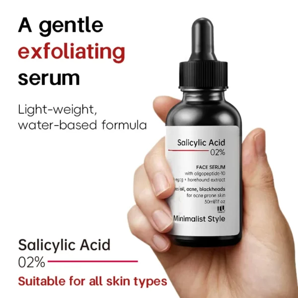 Minimalist Style 2% Salicylic Acid Serum for Acne, Blackhead & Open Pores BHA Liquid Serum for Acne Prone & Oily Skin 30mL - Image 2