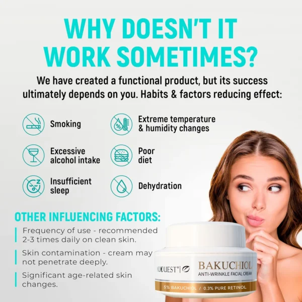 Bakuchiol Natural Retinol Alternative Cream For Face Minimize Wrinkles Retinol & Vitamin Face Cream Skin Firming Skin Care - Image 5
